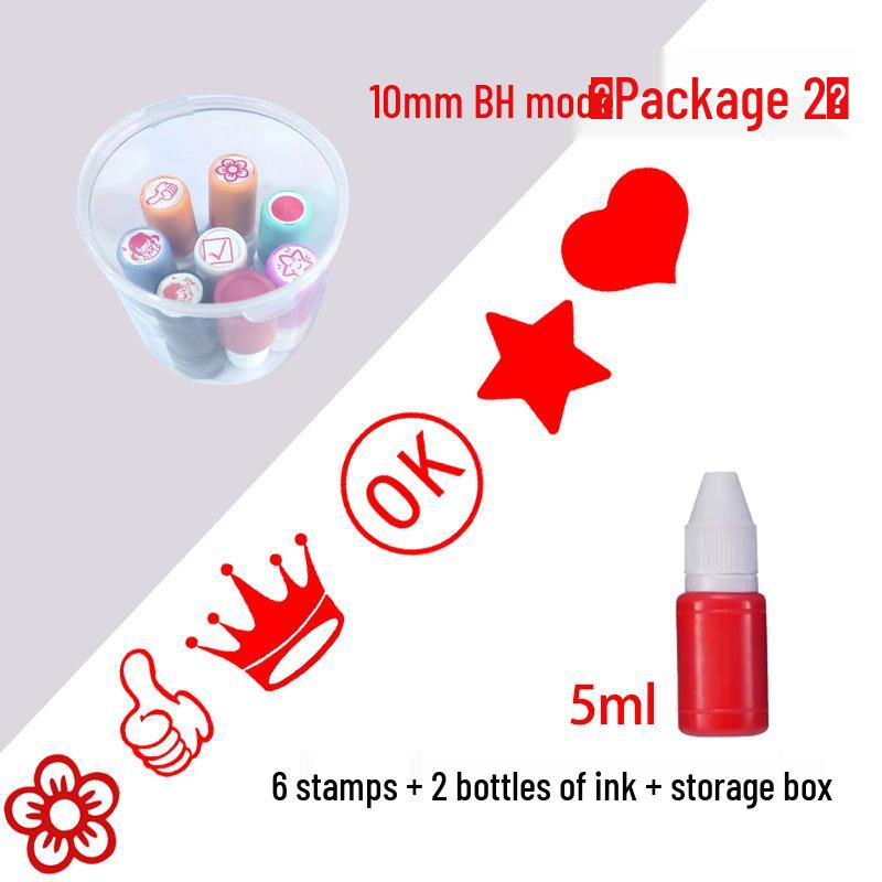 Children's Reward Stamp Set: Cartoon Teacher Small Red Flower Stamps for Kindergarten and Primary School