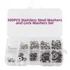 300pcs Stainless Steel Flat Spring Washer Assortment Kit M2-M6 Spring Washer Flat Washer Combination Box Round Washers