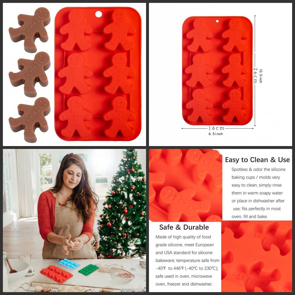 Gingerbread Man Silicone Mold MoldFun Christmas Party Gingerbread Mold for Chocolates, Soaps, Cake Baking, Ice Cube