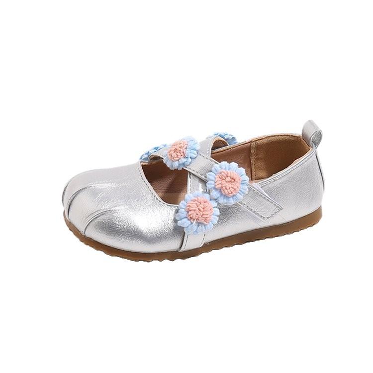 Girl Princess Shoes 2025 Autumn Children's Korean Version Flower Cross Strap Mary Jane Shoes Leather Shoes Little Girl Shoes
