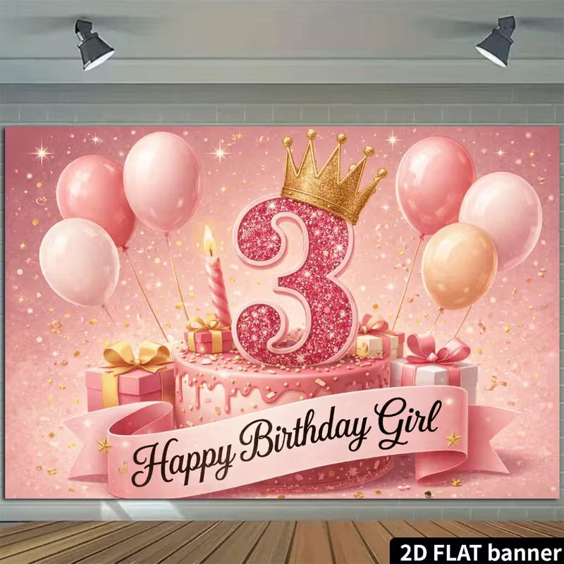 2D 3. Geburtstag Fotografie Hintergrund Banner für Fotoshooting