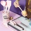 18PCS Non-Stick Silicone Kitchen Utensils Set Scald-proof Spatula and Spoon  Dormitory