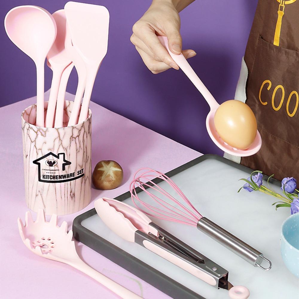 18PCS Non-Stick Silicone Kitchen Utensils Set Scald-proof Spatula and Spoon  Dormitory