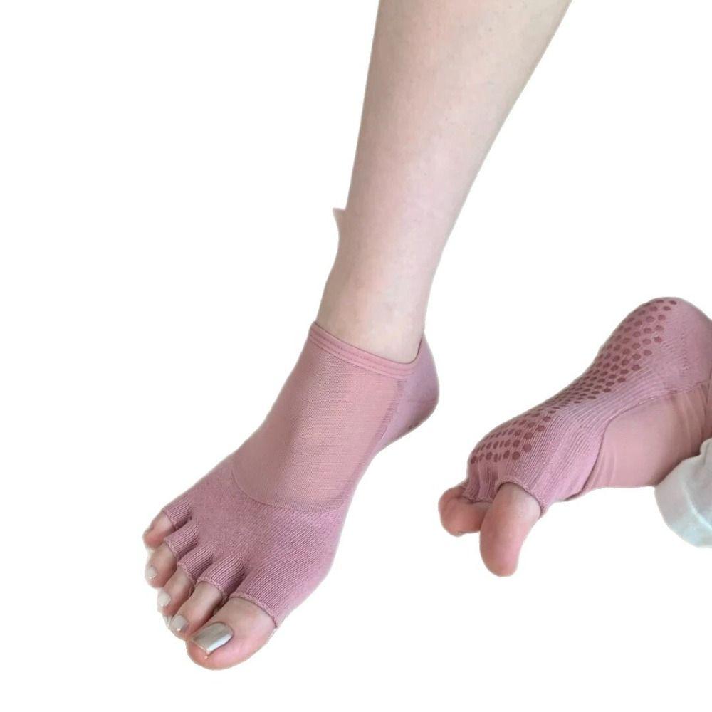 Non Slip Sole Yoga Socks Breathable Mesh Five Toe Socks Simple Design Open Toe Socks  Indoor Use