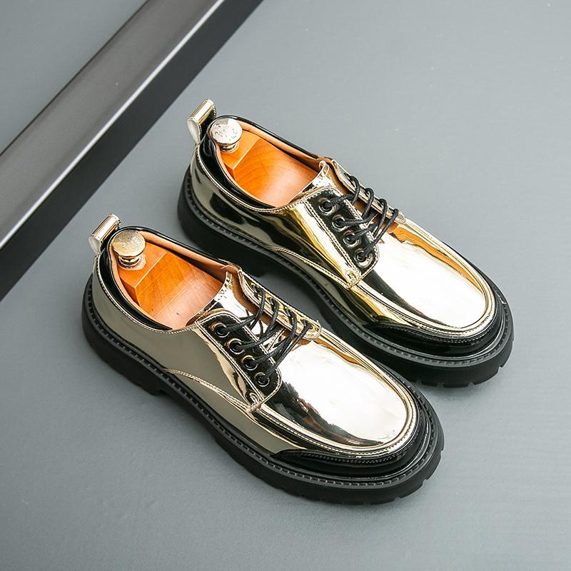 Fashion Men Fashion Height-increasing Derby Shoes American Casual Thick-soled Anti-slip Business Brand Leather Shoes Social Shoes Men