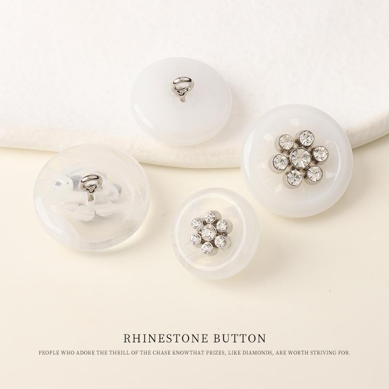 5pcs Resin Metal Combination Button Coat Trench Coat Diamond-Encrusted Decorative Buttons Suit Sweater Hand-Sewn Buttons