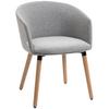 Dining Chair Upholstered In Breathable Synthetic Linen with Padded Seat and Wooden Legs 57x56x72cm Grey