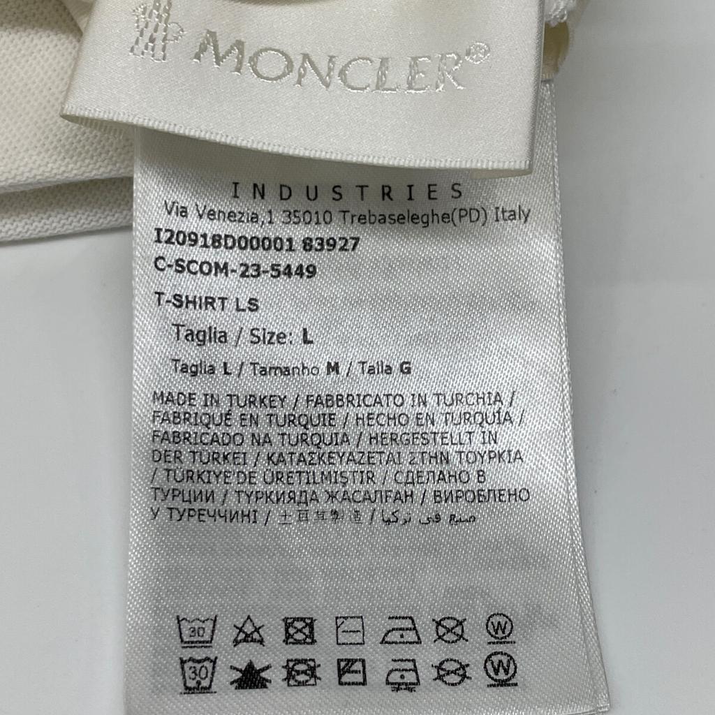 Moncler 23 Year T-Shirt Logo Long Sleeve Shirt Tops L whiteUsed