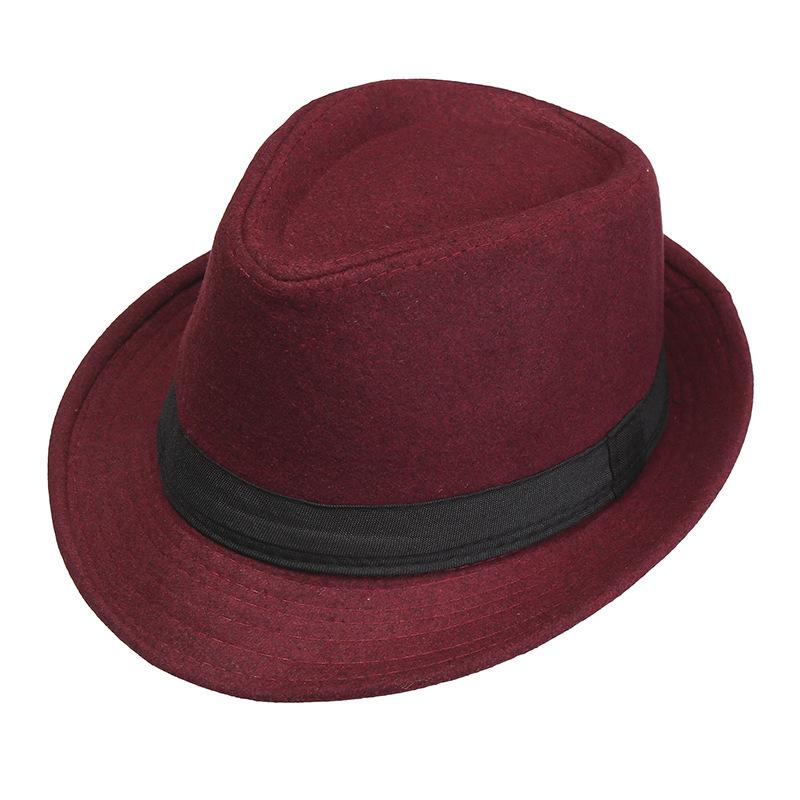 New Men'S Casual British Jazz Hat Black Wool Top Hat Stage Performance Hat