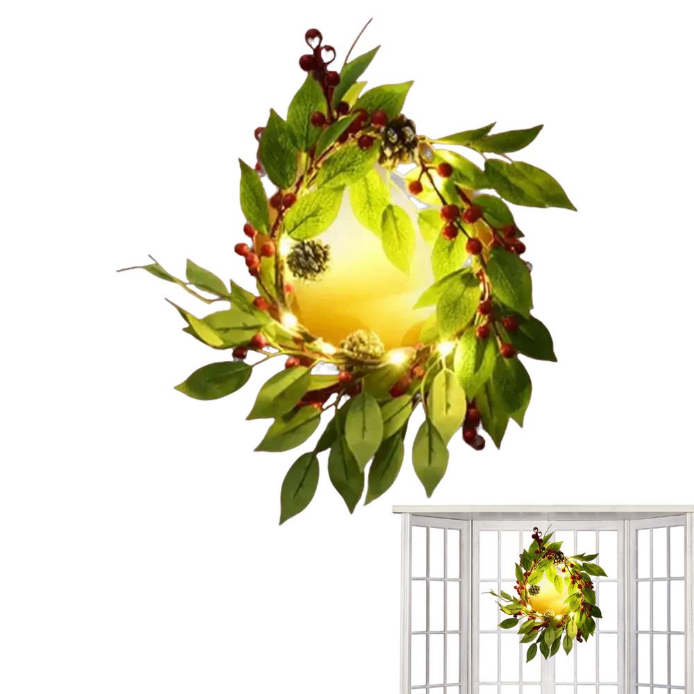 

Светящийся рождественский венок Сосновая шишка 8 дюймов Предварительно освещенный рождественский дверной венок 8 регулируемых уровней Уникальное украшение для дома и двери