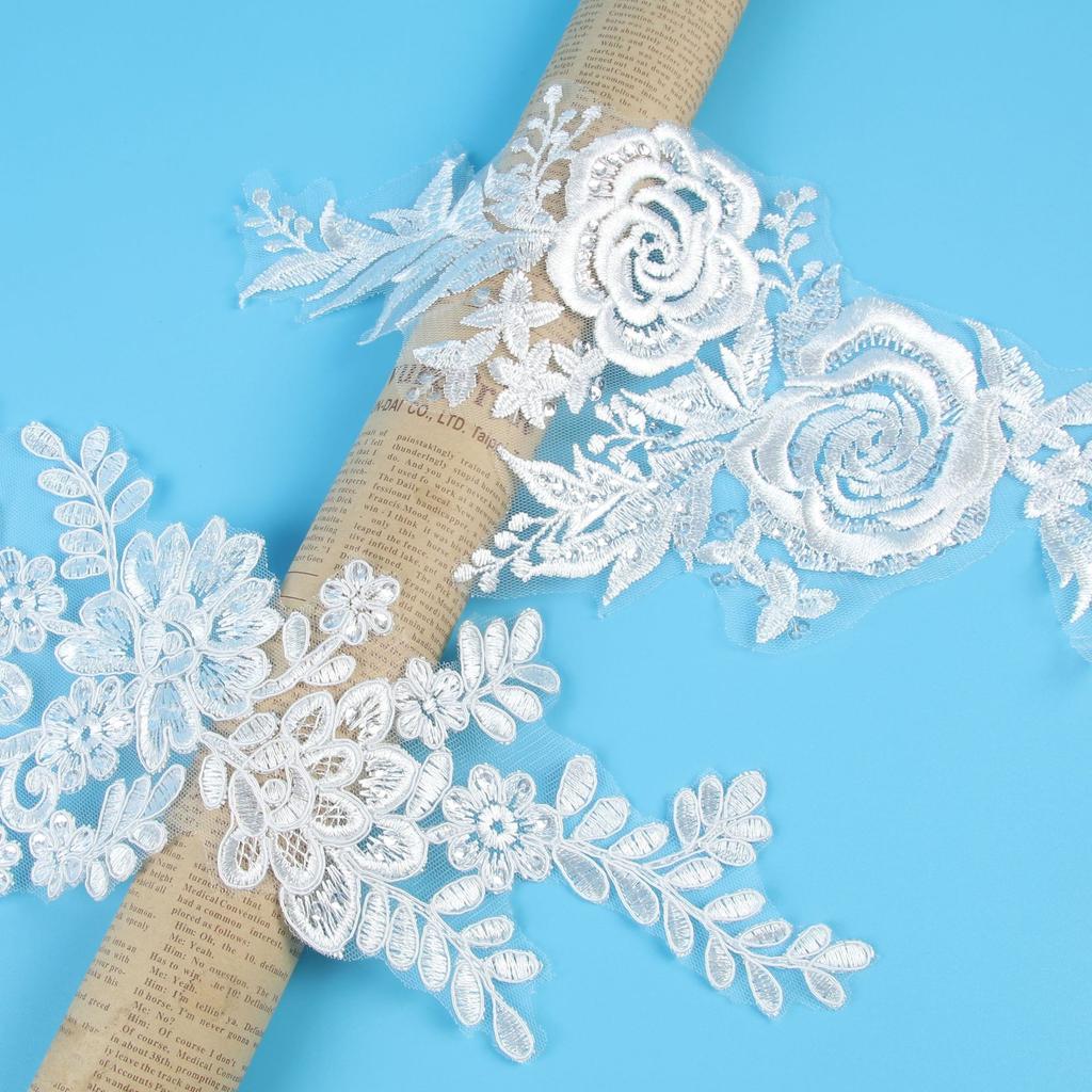 Car Bone Pair Flower Wedding Dress Evening Dress Children'S Princess Dress Patch Pair Flower Bridal Headdress Jewelry Lace Headband Material