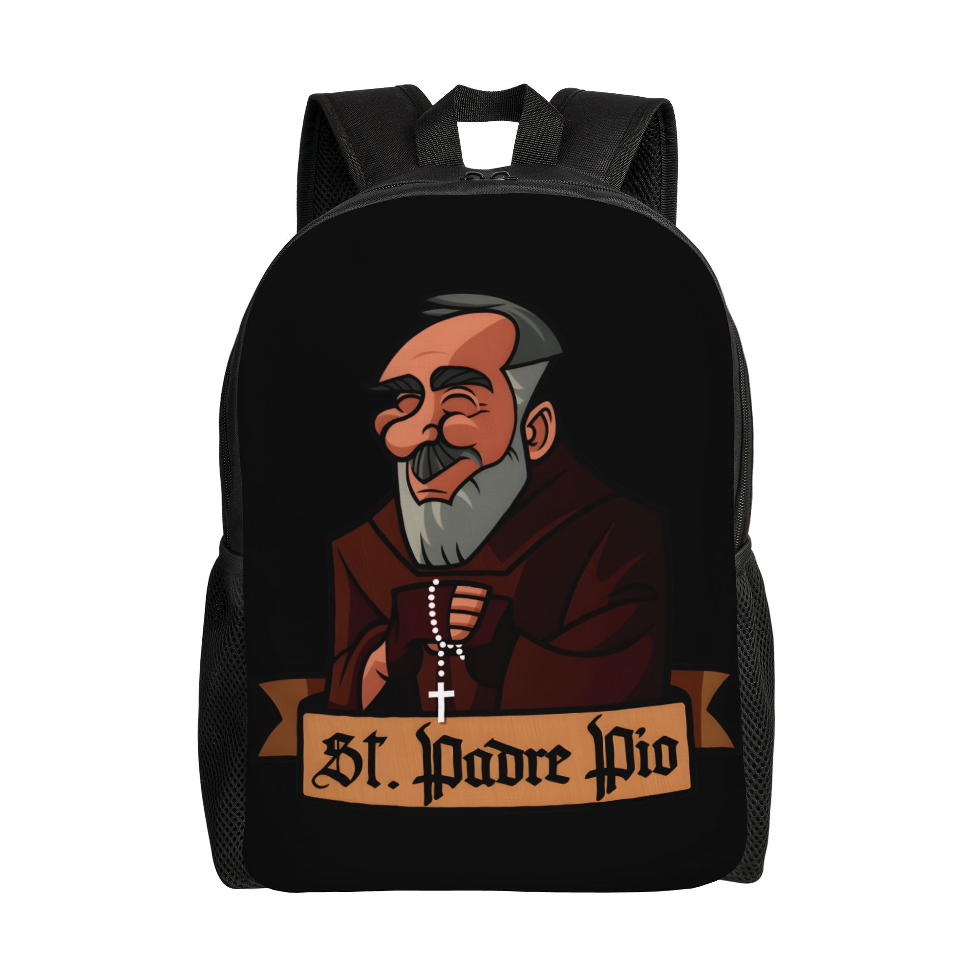 Padre Pio de Pietrelcina Sac à dos Hommes Sacs à dos Souples Polyester Sacs d'école Cool Entraînement Sac à dos Design as picture