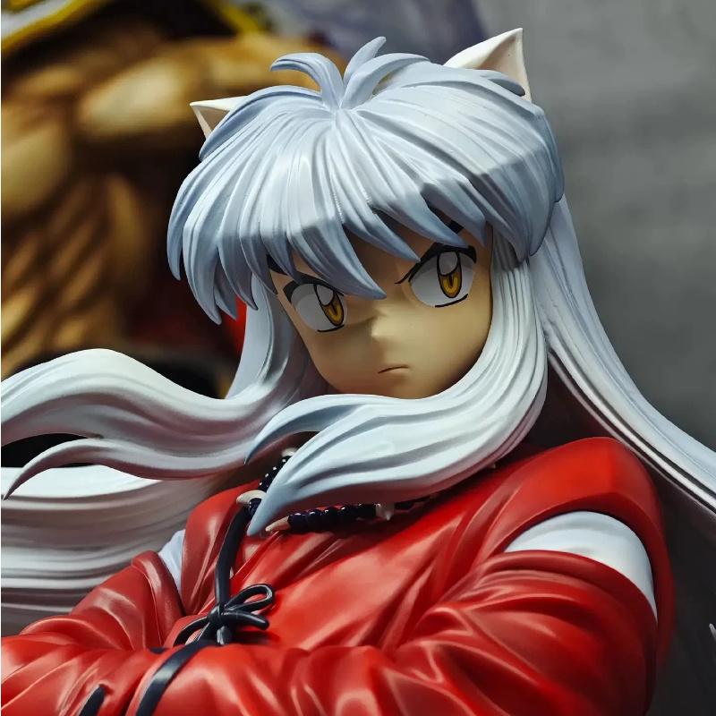 34cm Inuyasha PVC Action Figure Anime Inuyasha Full Painted Samurai Statue With Base Desktop Ornament Collectible Model Toy Gift