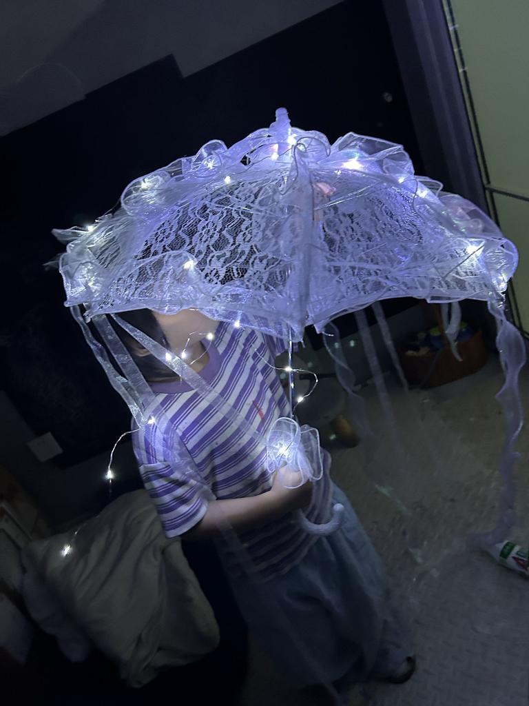 LED Garn Seidenstoff Spitze Dekorativer Schirm Strandsonnenschirm Prinzessin Chinesisch Japan Schirm Drama Handwerk Schirm Cosplay