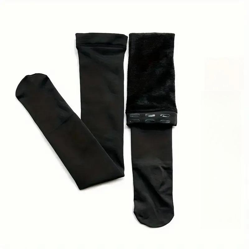 

Female Inside Plush Autumn Winter High Tube Socks Silicone Anti Slip Cuffs Fashionable Slimming Extended Over Knee Casual Socks One Size