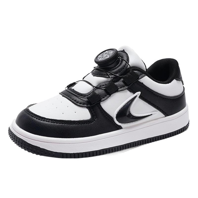 Girls White Autumn and Winter Student Sneakers Children's Little White Shoes Leather Surface Boys' New Board Shoes Medium and Older Casual
