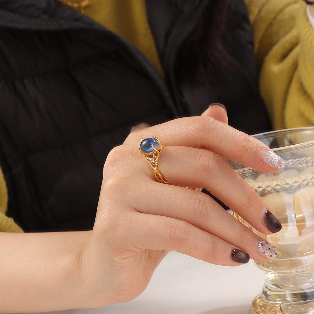 Oval Retro Adjustable Mood Rings Moon Stone Color Changing Mood Ring Changing Color Ring  Couples