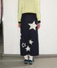 Ronron Star Pattern Banding Knit Long Skirt Navy