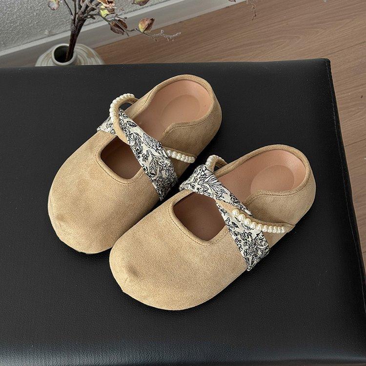 Thick-soled Inner Height Increase, One Pedal, Boken Shoes, Mary Jane Bag Head Half Slippers, Women's Spring and Summer Outer Wear 2025 New Models