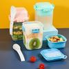 Double Layer Overnight Oats Container 580ml Breakfast Oatmeal Cereal Nut Yogurt Cup with Spoon Portable Fruit Salad Bento Box