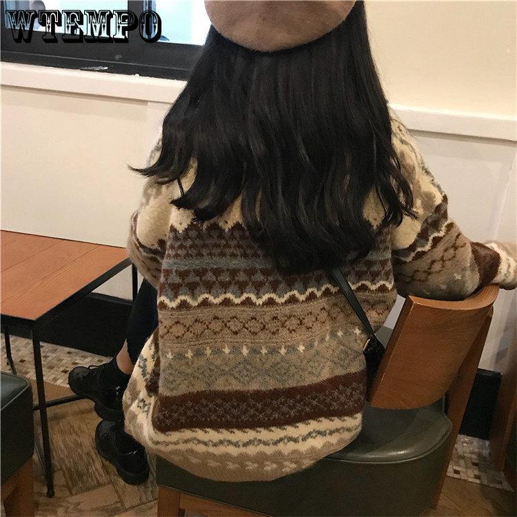 Dame Vår Høst Hverdagsgensere Stor Størrelse Rund Hals Strikkede Pullover Løse Stripete Pull Jumper Hverdagstopper