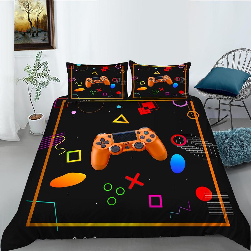Bettwäsche-Set mit 3D-Game-Controller-Muster, Doppelbett, Bettbezug, Kissenbezug, Heimbettwäsche, AUKing, volle Größe, Heimdekoration