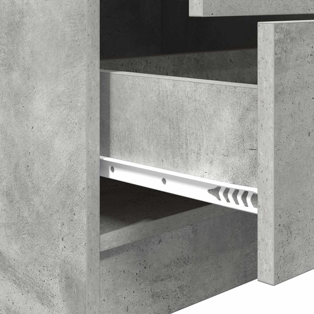 Desk with Drawers and Shelf 2 pcs Concrete Grey