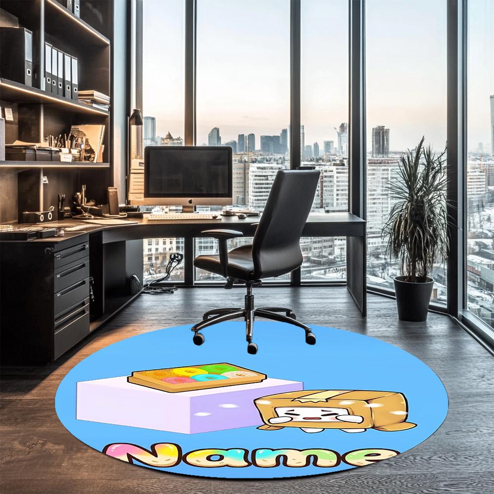 Custom Name LankyBox Printed Round Rug Carpet Chair Rug Area Rug Entryway Doormats,for Office Chair Living Room Bedroom Kitchen Room.