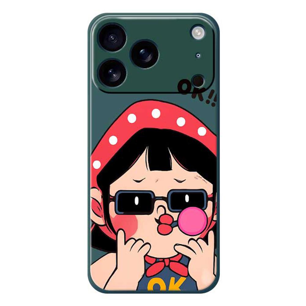 For iPhone 17 Pro Max Case Cute Kid Pattern Printing Straight Edge TPU Phone Back Cover