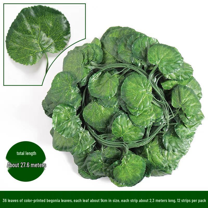 Artificial Rattan Vines for Pipe and Ceiling Decoration - Fake Green Leaves