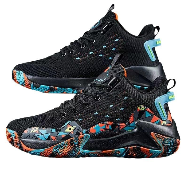Platform Basketball Shoes Men's New Fly-woven Mesh Breathable Sports Shoes Outdoor Casual Running Shoes