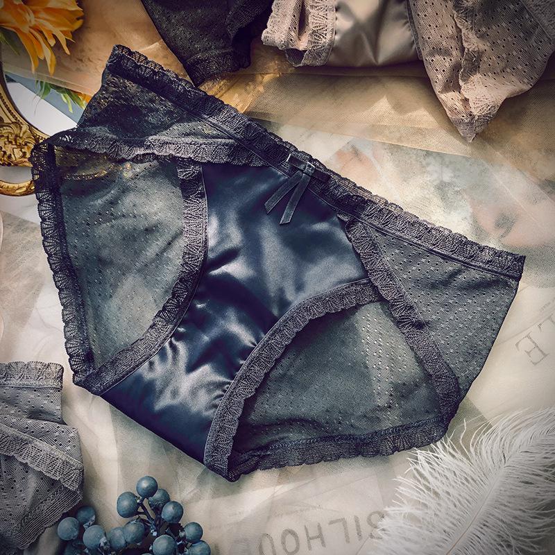 Women's Sexy Mesh Lace Panties - Lightweight, Breathable, Transparent, Mid-Rise Briefs with Pure Cotton Crotch.