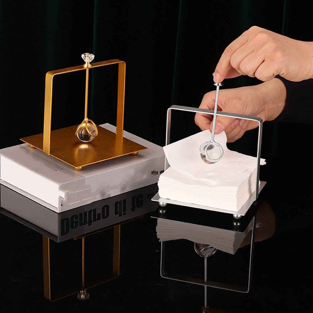 Gold/Silver/Black Napkin Holders Rack Square Base Metal Napkin Rack Cafe Dinning Table