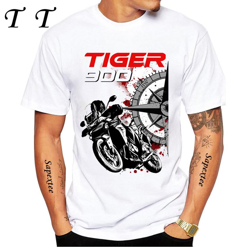 

Tiger 800 900 1200 Moto Riding T-Shirt New Summer Men Short Sleeve Motorcycle Sport Print White Shirt Casual Boy Rider Tees L