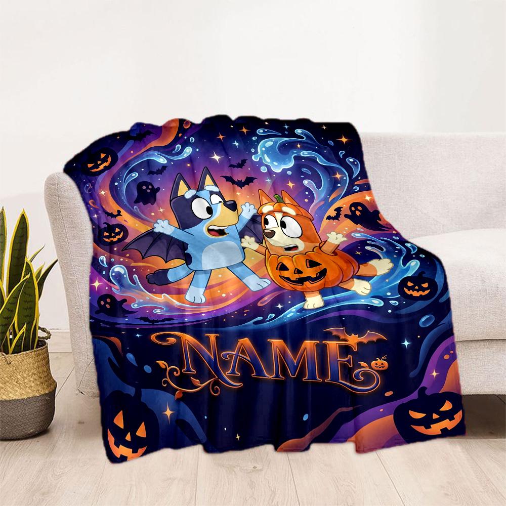 Halloween Night Adventure Personalized Name Blanket Lightweight Personalized Blanket Comfortable Throw For Sofa Bed Bedding Living Room All-Season Use