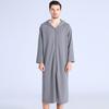 Men's and Women's Summer Zipper Bathrobe Couple Pajamas Hooded Pajamas Thin Soft Comfortable Pajamas Long Nightgown