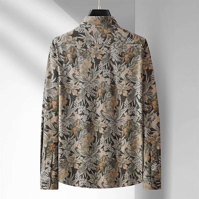 Men's Floral Print Plus Size Long Sleeve Shirt