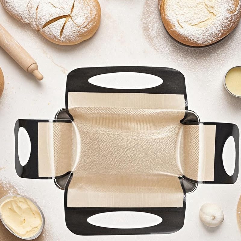 Reble Silicone Bread Loaf Pan Liner, Food-Grade Silicone Bread Sling, Loaf Pan Lifters - Non-Stick&Easy Clean Dough Transfer Tool with 4 Handles -