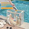 Large Capacity PVC Beach Bag Waterproof Storage Pouch with Button Closure for Toiletries Cosmetics Swimming Pool Travel Outdoor