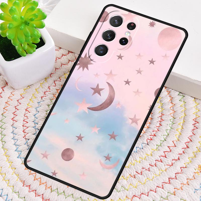 Moon Stars Pastel Silicone Phone Case For Samsung Galaxy Note 10 Pro S26 S25 S24 S23 S22 S21 Plus S25Ultra Capa Cover