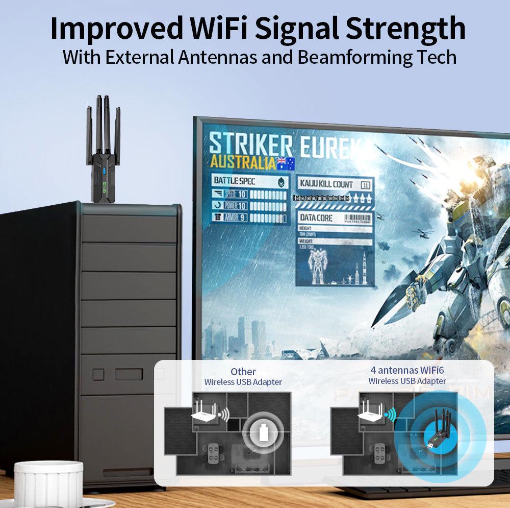 WiFi 6 Dual-Band USB Bluetooth Adapter: Driver-Free 5G Network Receiver, Plug & Play