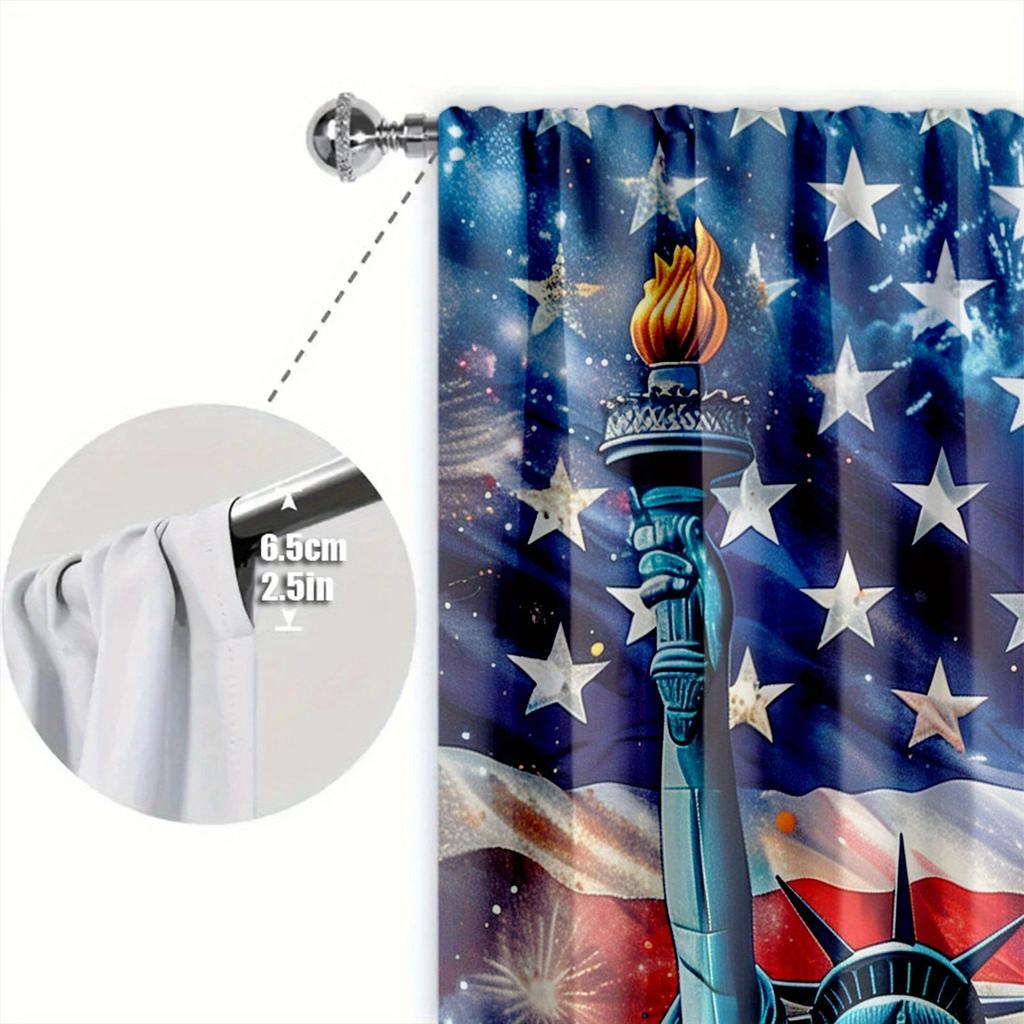 Unabhängigkeitstag der Vereinigten Staaten Flaggenvorhang für Heimdekoration-Stangentasche Fensterdekoration für Schlafzimmer, Küche, Wohnzimmer
