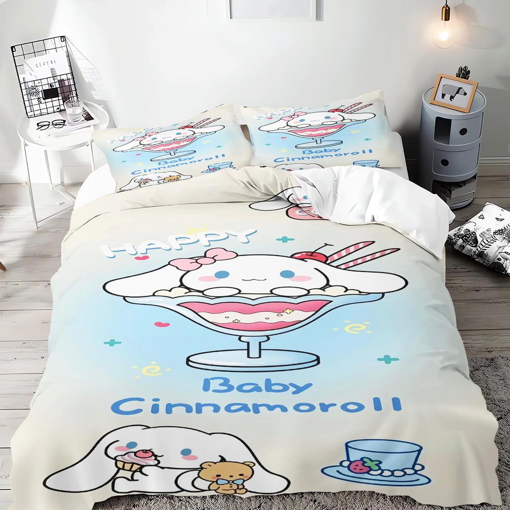 Sanrio Series Kuromi Duvet Bedding Set for Children King Size Luxury Cover 100% Polyester 3-Piece Christmas Gifts Home Decor