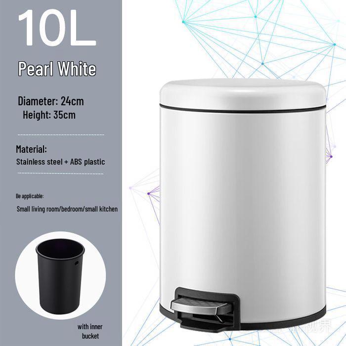 Luxury Silent Stainless Steel Pedal Trash Can with Lid - Large Capacity for Kitchen, Living Room, Bedroom
