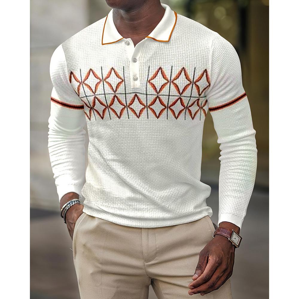 

New Men s Sweatshirt Geometric 3D Printed Casual Lapel Polo Shirt XXXL