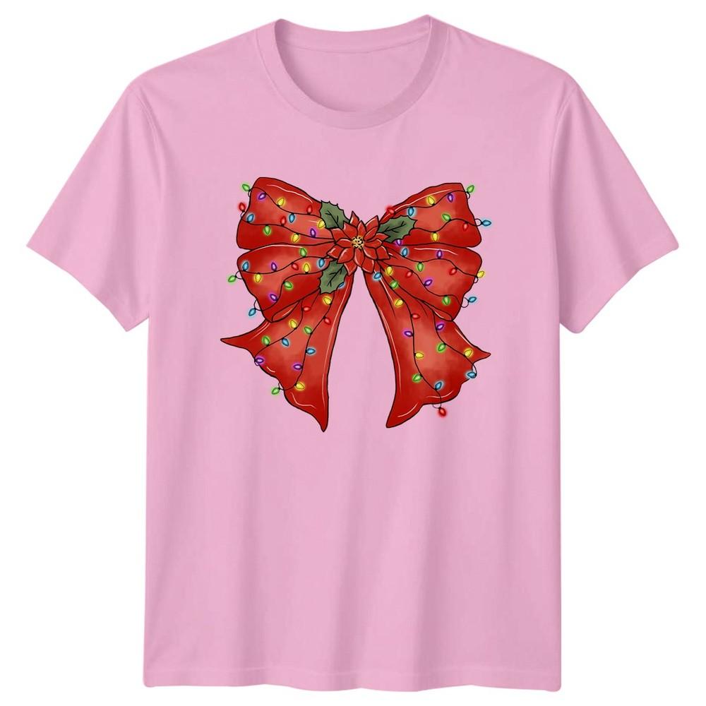 Christmas Bow Lights Holiday Unisexs TShirt Unisexs Tee Graphic Unisex Top