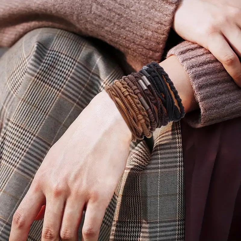 20 PCS Boho Hair Ties, Bracelets Hair Ties for Thick or Thin Hair, 4 Styles Boho Ties for Ponytail Holders, 2.36’’ Hair Ties No-Damage