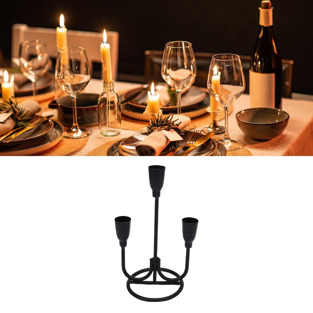 Three Head Candle Holder Iron Exquisite Candlestick Holder for Coffee Table Fireplace Decoration