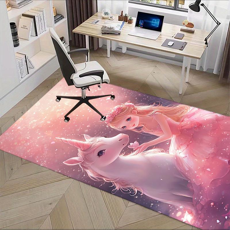 Unicorn and Princess Chair Mat: Office Carpet, Oversized Rug for Home Decor, Sofa Mat, Desk Pad Gift Suitable for Bedroom, Living Room, Any Room