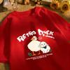 Retro Duck And His Friend Rabbit Print T-Shirt Unisex Summer Soft Loose Tee Cotton Retro Short Sleeve Unisex Fashion Clothing